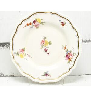Antique English Ceramic Dinnerware Plate Floral Gold